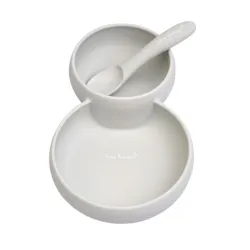 Plato doble de silicona y cuchara Saro Nature