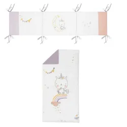 Bimbidreams Unicornio Edredón + Protector + Cojines Cuna 70x140 cm