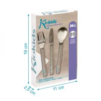 Set Cubiertos Infantiles en Acero Inoxidable Kiokids