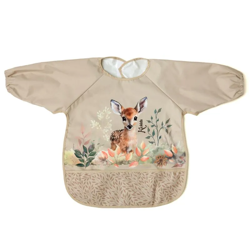 Kiokids Babero impermeable con mangas Ciervo beige
