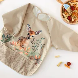 Kiokids Babero impermeable con mangas Ciervo beige