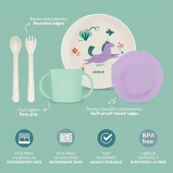 Set de mesa bebé Miniland Mealset Dreamland – Comida segura y práctica