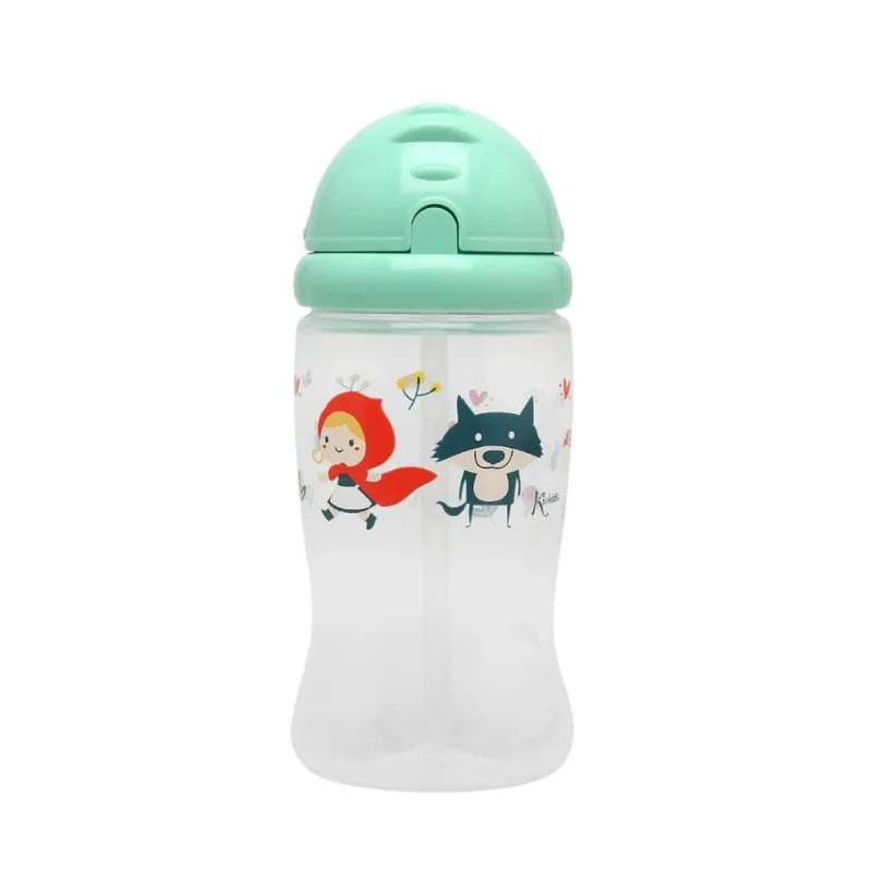 Kiokids Botella con Pajita 350 ml para Bebé +6 Meses