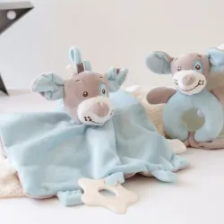 Kiokids Set de Doudou y Sonajero Perrito