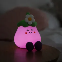 InnoGIO Luz Nocturna Bebé Berenjena LED Silicona Recargable