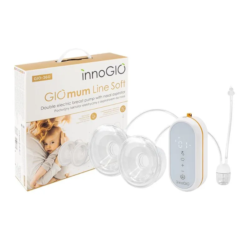 InnoGIO GIOmum Line Soft Extractor de Leche Eléctrico Doble con Aspirador Nasal GIO-360