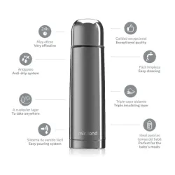 Termo Miniland Deluxe Silver 500 ml de Acero Inoxidable para Bebé
