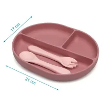 Kiokids Plato de Silicona para bebé con Ventosa y Cubiertos