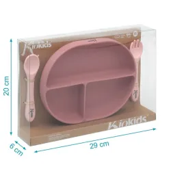Kiokids Plato de Silicona para bebé con Ventosa y Cubiertos