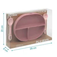 Kiokids Plato de Silicona para bebé con Ventosa y Cubiertos