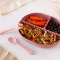 Kiokids Plato de Silicona para bebé con Ventosa y Cubiertos