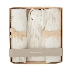 Set de regalo gasas + doudou Bimbidreams – Algodón y bambú suave
