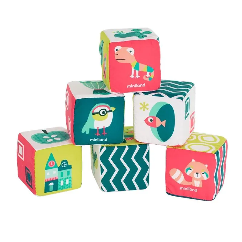 Set cubos sonajero Blandit Miniland – Juguete sensorial bebé