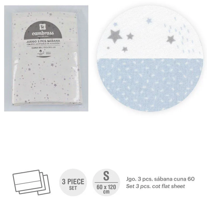Tríptico sábanas cuna 60×120 cm Algodón – Cambrass