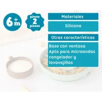 Plato de silicona con ventosa Kiokids – Plato bebé con compartimentos