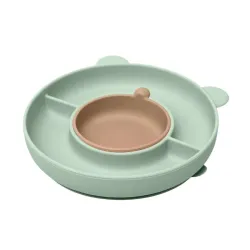 Plato de silicona con ventosa Kiokids – Plato bebé con compartimentos