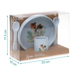 Vajilla de silicona bebé Kiokids con ventosa – Set plato, vaso y cubiertos