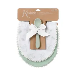 Set baberos y cuchara silicona Kiokids – Alimentación bebé