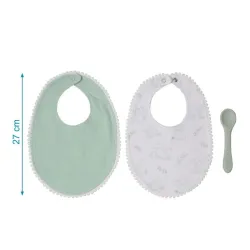 Set baberos y cuchara silicona Kiokids – Alimentación bebé