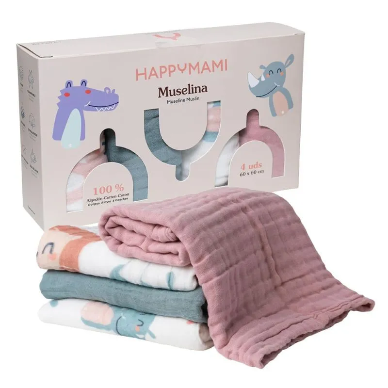Happymami Pack de muselinas 4 uds 60 x 60 cm