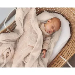 Kiokids Manta para bebés con estrellas en relieve Beige