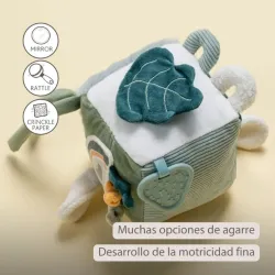 Nattou Cubo de actividades suave Lapidou - 18 cm Verde