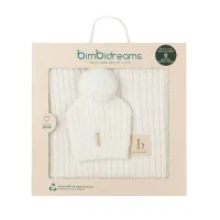 Bimbidreams Set Regalo Manta con gorrito de punto Blanco