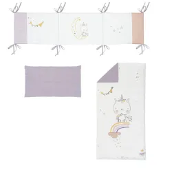 Bimbidreams Unicornio Edredón + Protector + Cojines Cuna 70x140 cm