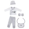 Set regalo de bebé 5 piezas I Love Mama Papa Gris
