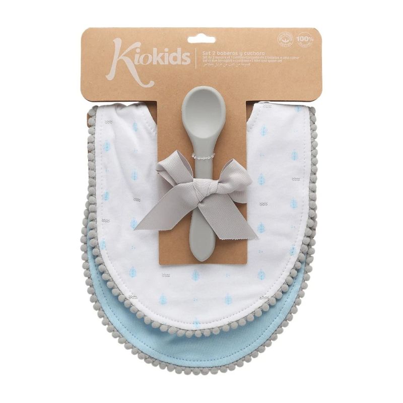 Kiokids Set de dos baberos y cuchara