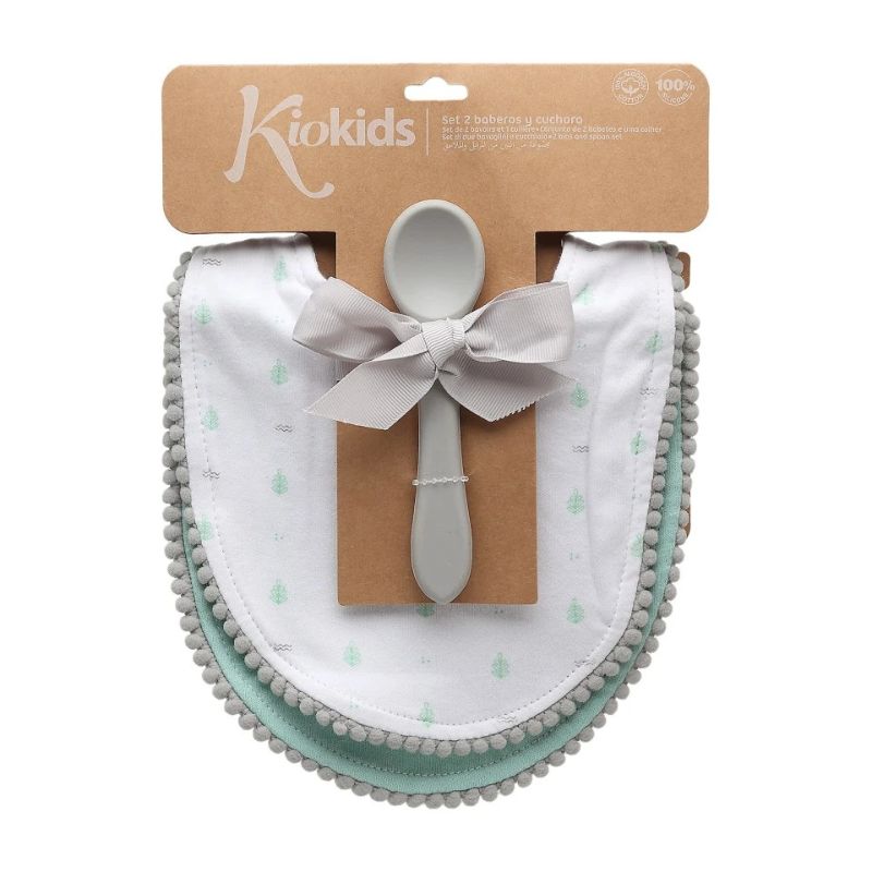 Kiokids Set de dos baberos y cuchara