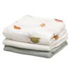 Pack 3 Muselinas Bambú 70X70cm Kiokids Pajaritos Sage Verde