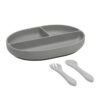 Kiokids Vajilla de Silicona 3 piezas Gris