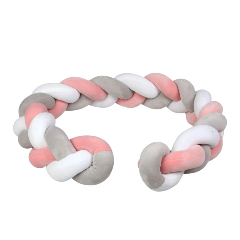Kiokids Trenza protector cuna 150 cm RosaGris